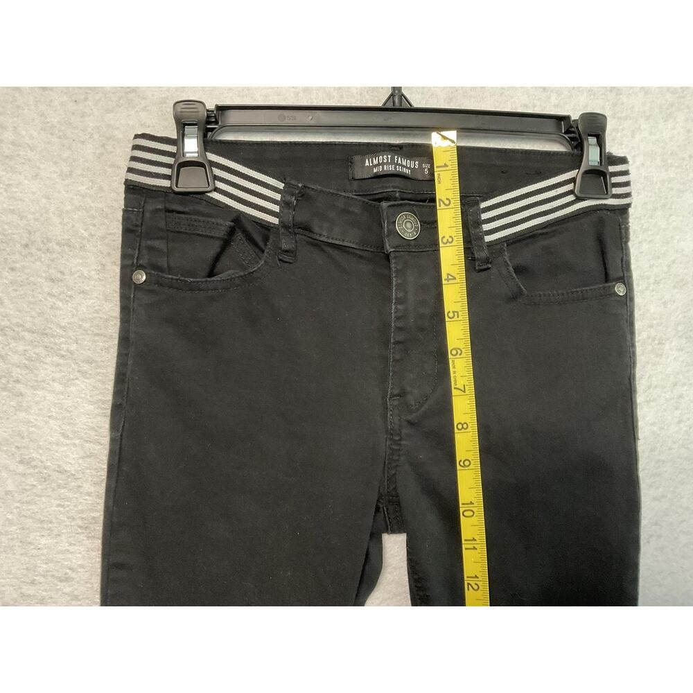 Almost Famous Jeans Womens 5 Mid Rise Skinny‎ Pants Stretch Striped Waistband - Picture 2 of 6